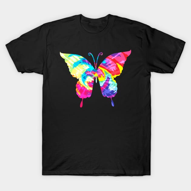 Tie Dye Rainbow Butterfly Colorful Art T-Shirt by lunamoonart